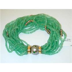 2290 TRIANON 18K Gold Emerald Bracelet w/Pearl/Diamond