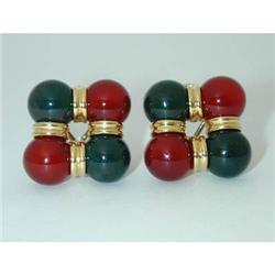 3438 TRIANON 14K Gold MultiColor Stones Earrings
