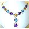 Image 1 : 394 14k White Gold MultiColor GemStones Neckace