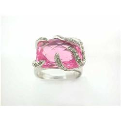 1803 14k White Gold Ring with Topaz and Diamonds