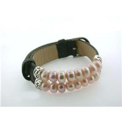 1809 Leather Bracelet with Silver and Pearls