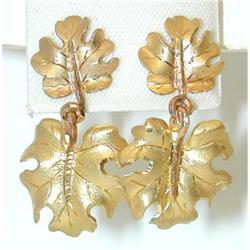 1820 BUCCELLATI 18K Gold Post/Clip-on Leaf Earrings