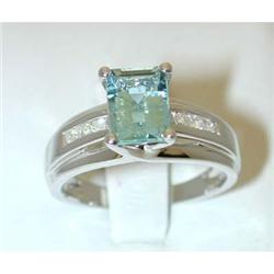 1725 14k White Gold Ring w/Diamond/Blue Topaz