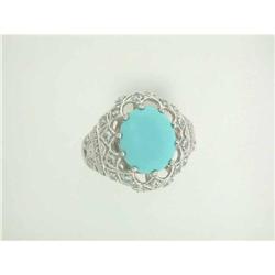 1903 14k White Gold Ring w/Turquoise/ Diamond Accents