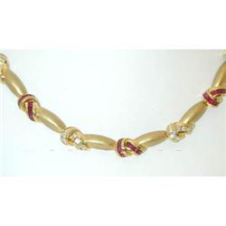 3316 KRYPELL 18K Gold Necklace w/Ruby/Diamond