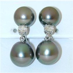 856 Craig Drake 18K White Gold Pearl/Diamond Earrings