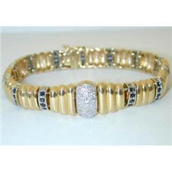 3436 14K Gold Diamonds Bracelet w/Sapphires