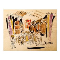 Wayne Ensrud "Wine Barrels at Pommard" Mixed Media Original Artwork; Hand Signed; COA