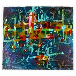 Yankel Ginzburg, "City In Blue" Hand Signed Limited Edition Serigraph with Letter of Authenticity.