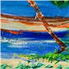 Image 2 : Elliot Fallas, "At the Beach" Original Oil Painting on Gallery Wrapped Canvas, Hand Signed with Lett