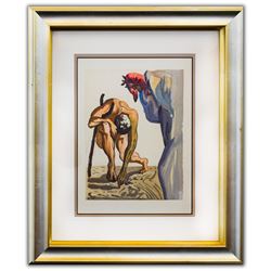 Salvador Dali- Original Color Woodcut on B.F.K. Rives Paper "Purgatory 7"