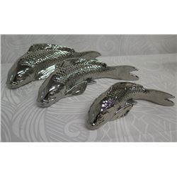 Qty 3 Silver-Colored Decorative Fish 9"-14" Long