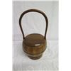 Image 2 : Round Wooden Basket w/ Lid & Handle 10" Dia, 17" High