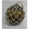 Image 1 : Large Vintage Glass Japanese Fishing Float w/ Rope Net 14" Diameter