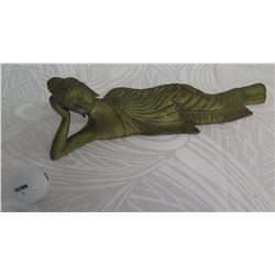 Metal Reclining Buddha, Made in Indonesia 14" Long