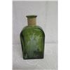 Image 2 : Large Green Glass Etched Bottle w/ Fish Design & Rope Accent 15" High