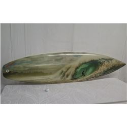 Islands Fine Burgers Wave Designed Surfboard, Signed WES Hawaii 8'2" x 18.5" x 2.5"