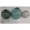 Image 1 : Qty 3 Vintage Glass Japanese Fishing Float 10"/ 9" /7" Diameter