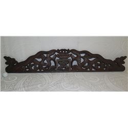 Carved Wooden Wall Ornamentation w/ Crown & Serpent Ends 40" Long