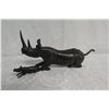 Image 2 : Black Horned Rhino Mother & Baby Carved Figurine, Solid Wood 19" Long x 9" High