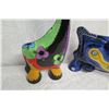 Image 8 : Qty 2 Figurines: 26" Tall Giraffe & 16" Cow Handpainted Turov Art Ceramics