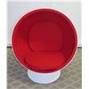 Image 1 : White Ball Pod Chair on Pedestal Base w/ Red Upholstery, Approx. 39" Dia, 51" High