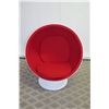 Image 2 : White Ball Pod Chair on Pedestal Base w/ Red Upholstery, Approx. 39" Dia, 51" High