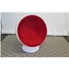 Image 8 : White Ball Pod Chair on Pedestal Base w/ Red Upholstery, Approx. 39" Dia, 51" High