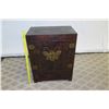 Image 2 : Wooden Side Table w/ 2 Doors & Metal Butterfly 26" x 16" x 34"H ($1395 Tag)
