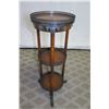Image 2 : Round Wood 3-Tier Stand w/ Metal Ornamentation 14" Dia., 37" High