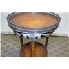 Image 4 : Round Wood 3-Tier Stand w/ Metal Ornamentation 14" Dia., 37" High