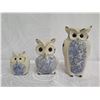 Image 2 : Qty 3 Ceramic Owl Figurines 'IMAX The Knight Family' (5", 7", 10" Tall)