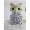 Image 7 : Qty 3 Ceramic Owl Figurines 'IMAX The Knight Family' (5", 7", 10" Tall)