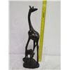Image 14 : Tall Carved Dark Solid Wood Giraffe & Baby Calf Marked 'IX15'  20" High