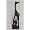 Image 1 : Tall Carved Dark Solid Wood Giraffe & Baby Calf Marked 'IX15'  20" High