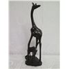 Image 2 : Tall Carved Dark Solid Wood Giraffe & Baby Calf Marked 'IX15'  20" High