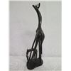 Image 3 : Tall Carved Dark Solid Wood Giraffe & Baby Calf Marked 'IX15'  20" High