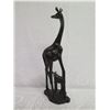 Image 4 : Tall Carved Dark Solid Wood Giraffe & Baby Calf Marked 'IX15'  20" High
