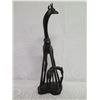 Image 5 : Tall Carved Dark Solid Wood Giraffe & Baby Calf Marked 'IX15'  20" High