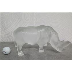 Lalique Frosted Rhinoceros 6" High
