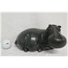 Image 1 : Dark Green Hippopotamus, Solid Natural Stone (Granite?), Signed 'S. Chatsama' 5" High
