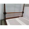 Image 12 : Custom Koa Carved King Four-Poster Bed w/ Hawaii Coat of Arms Motif  (Mattress Not Included)