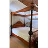 Image 2 : Custom Koa Carved King Four-Poster Bed w/ Hawaii Coat of Arms Motif  (Mattress Not Included)