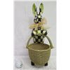 Image 1 : MacKenzie-Childs Tall Checkered Rabbit w/ Basket 16" Tall