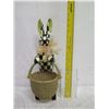 Image 20 : MacKenzie-Childs Tall Checkered Rabbit w/ Basket 16" Tall