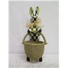 Image 2 : MacKenzie-Childs Tall Checkered Rabbit w/ Basket 16" Tall