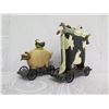 Image 5 : Qty 2 Williraye Studio Wheeled Carts w/ Pig & Cow WW1422/WW1423  8" High