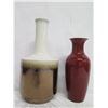 Image 2 : Glazed Ceramic Decanter 13"H & Brown Vase 10.5"H