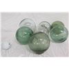 Image 1 : Qty 7 Small Japanese Glass Fishing Floats Approx. 3-5" Diameter