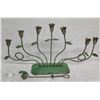 Image 1 : Metal 7-Flower Candelabra w/ Silverplate Bird Flame Snuffer 13"H, Avila Castillo (Mexico)